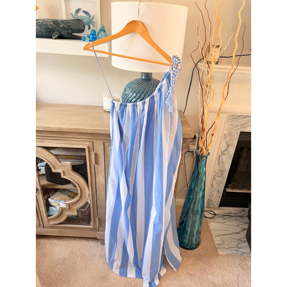 Loft Beach One Shoulder Maxi Dress Womens Blue White M